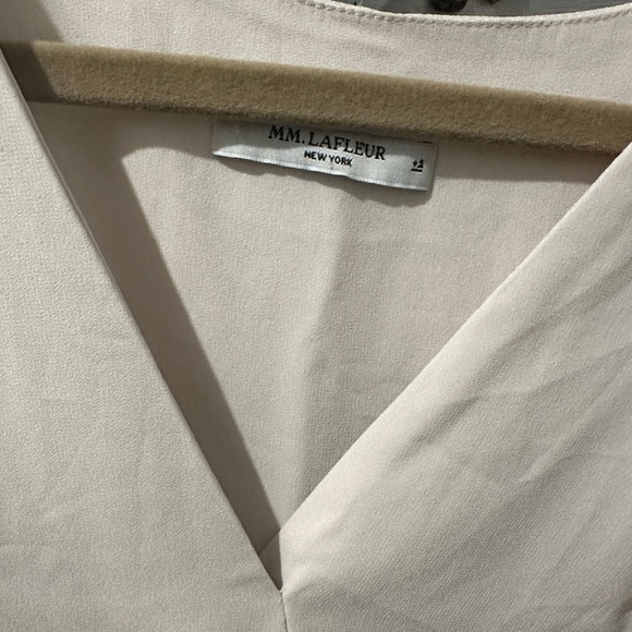 MM. Lafleur V-Neck Beige Plus Size Tapered Blouse - Picture 1 of 3